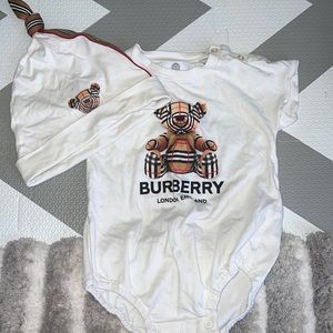 Burberry Onesie and Hat Set
